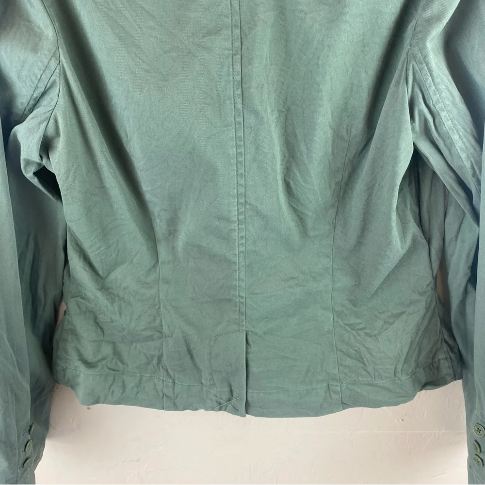 Eddie Bauer Green Blazer Jacket Cotton Button Close Size 12
